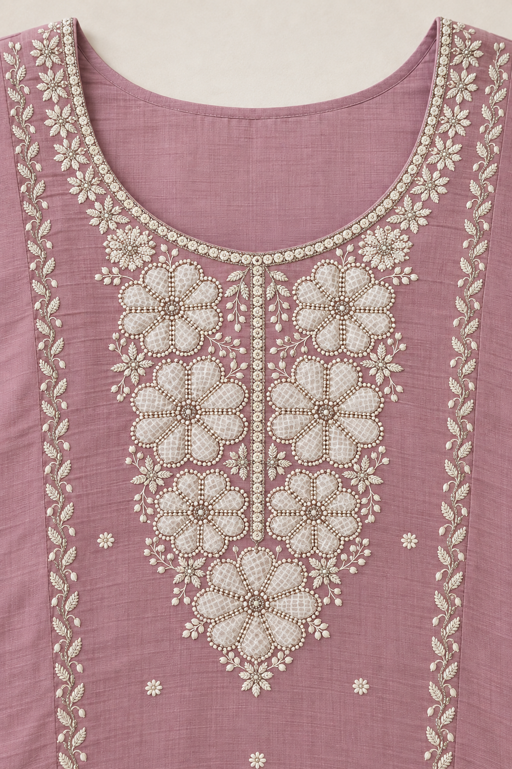 Pink kurta suit set with cutdana work