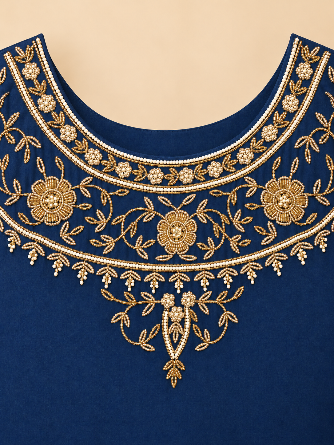 Blue roman silk kurta suit set with cut dana work