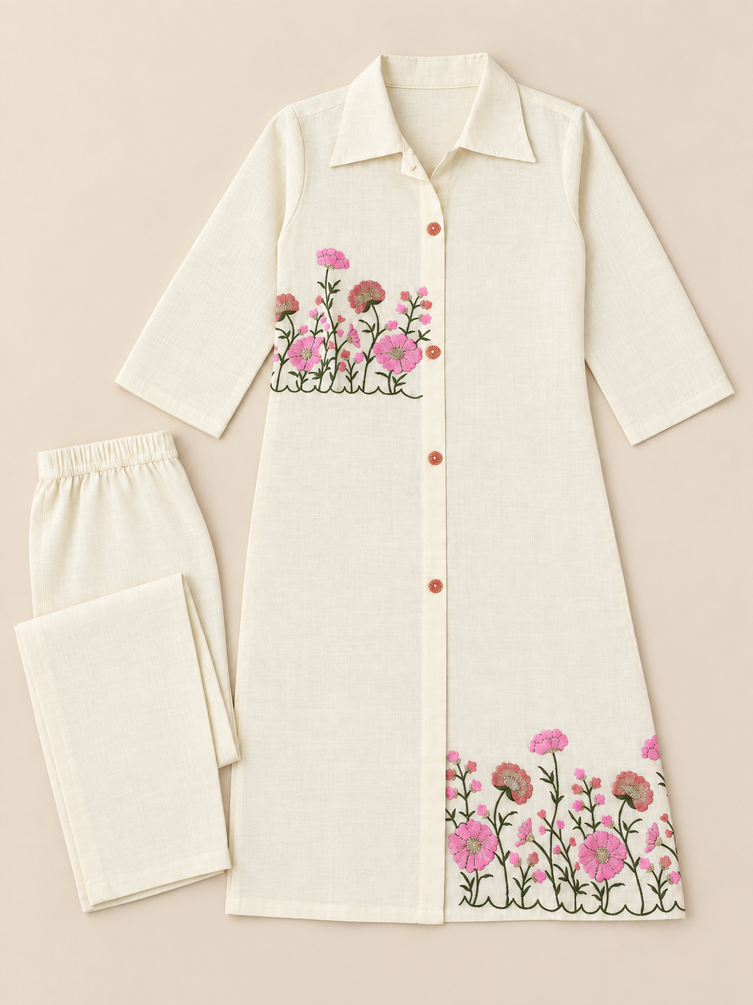 White colllared coord set