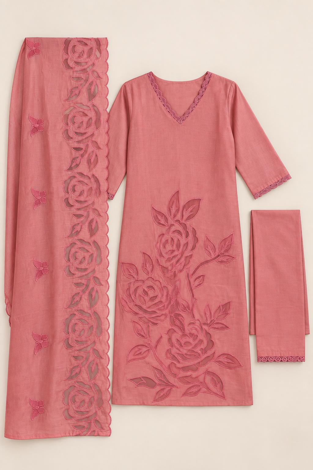 Dusty-rose kurta set
