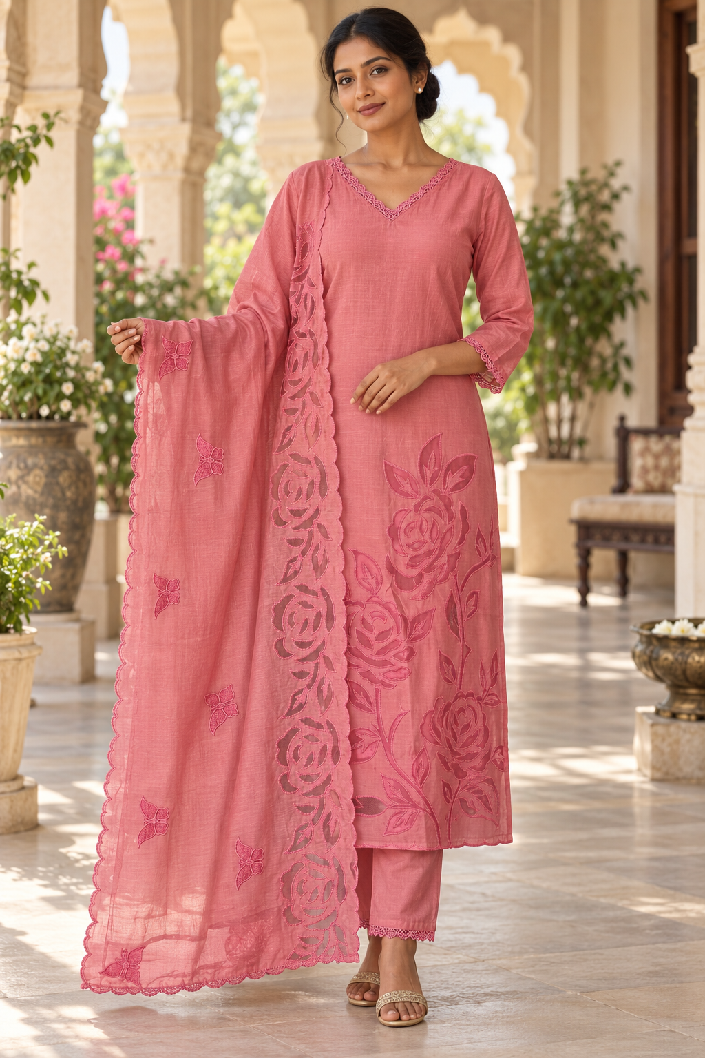 Dusty-rose kurta set