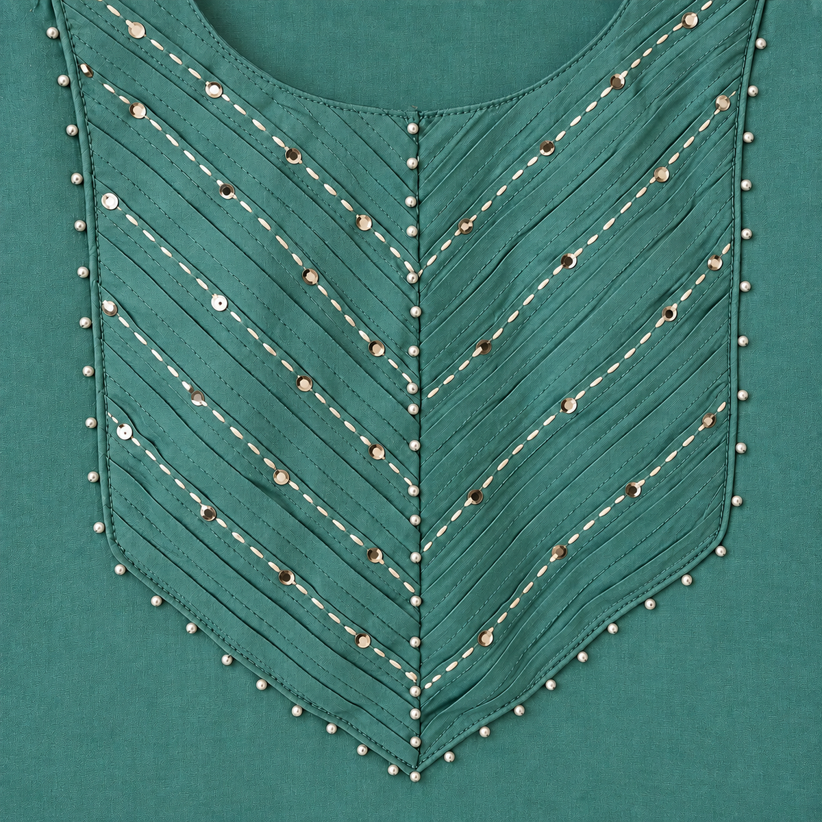 Green roman silk kurta suit set