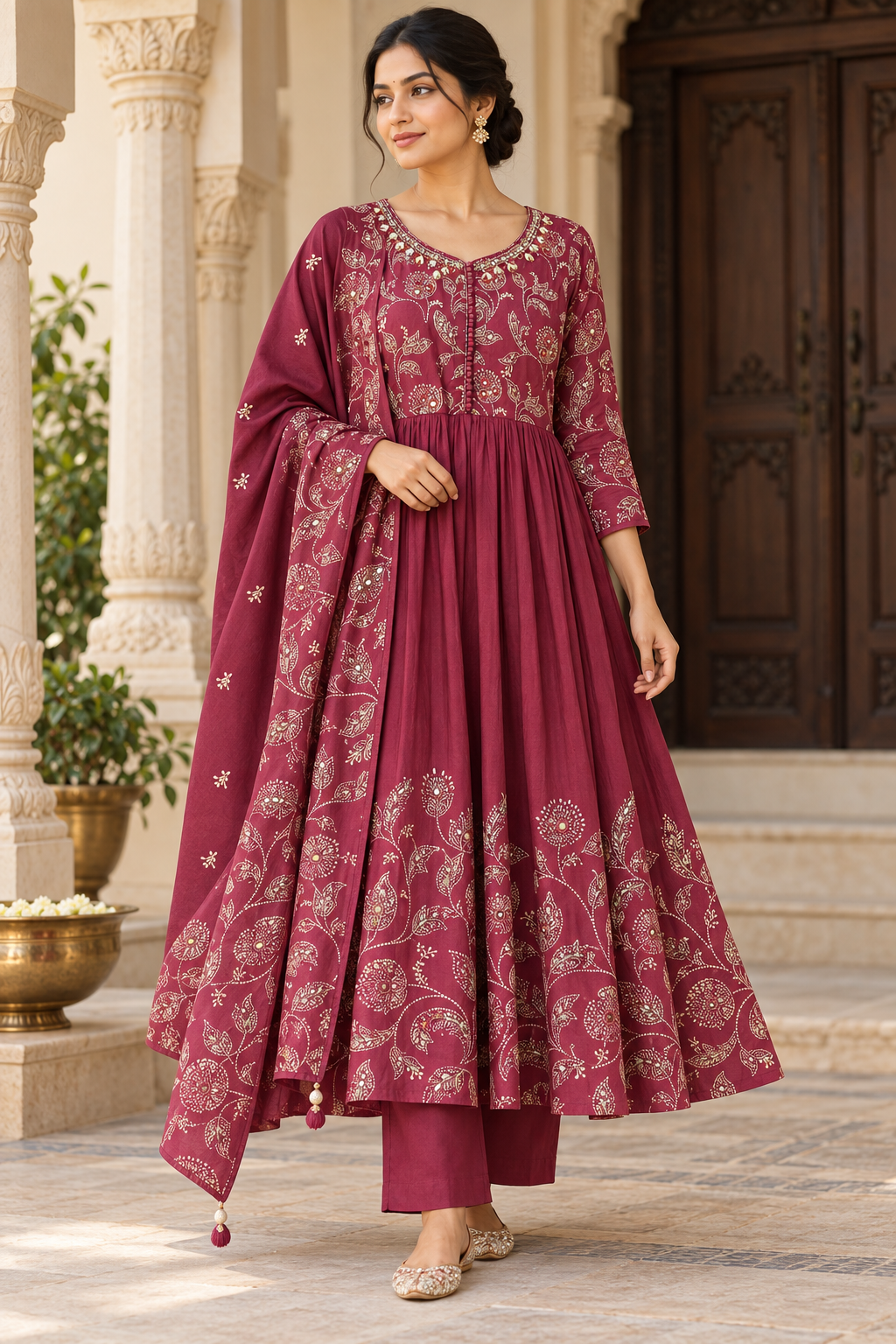 Maroon kurta suit set