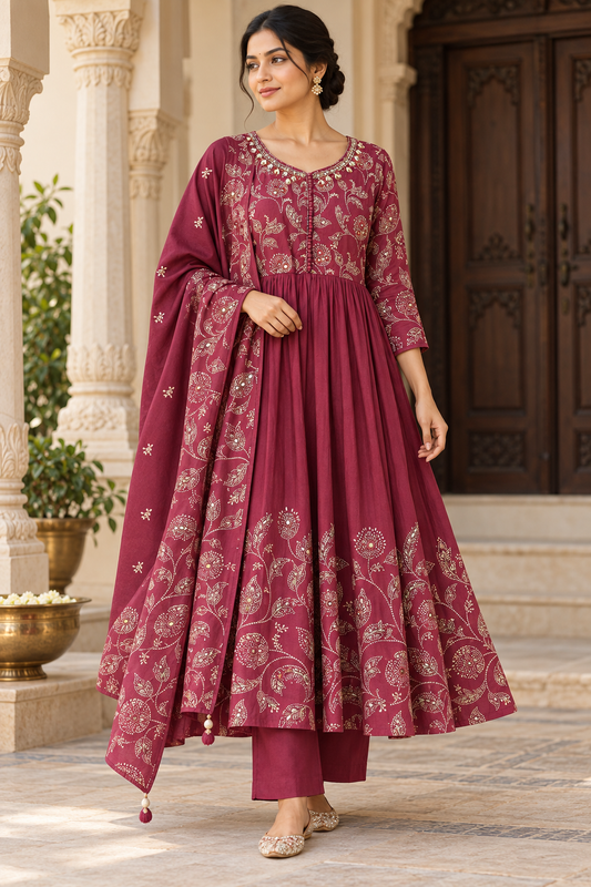 Maroon kurta suit set