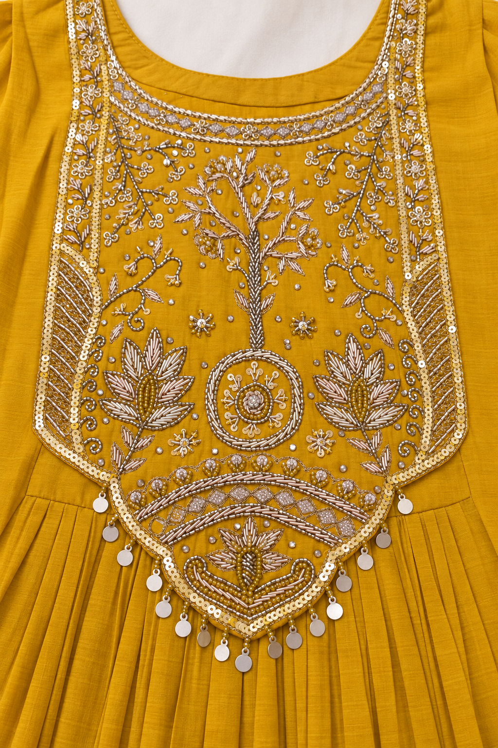 Mustard Bloom Embellished Kurta Set