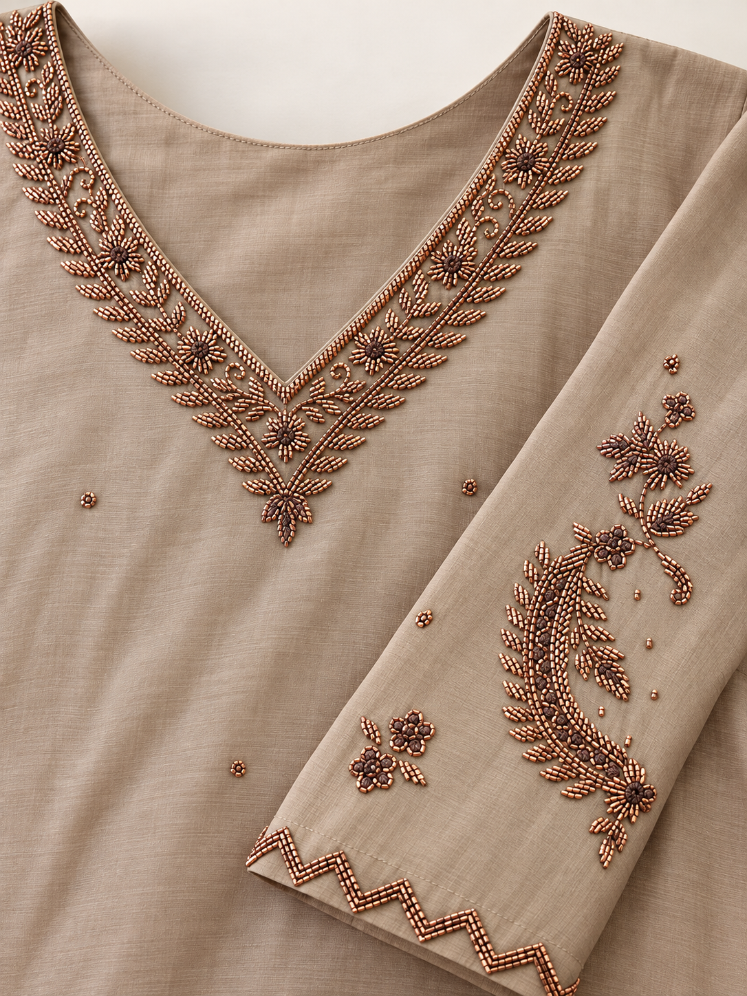 Gray-brown A-Line Kurta Set